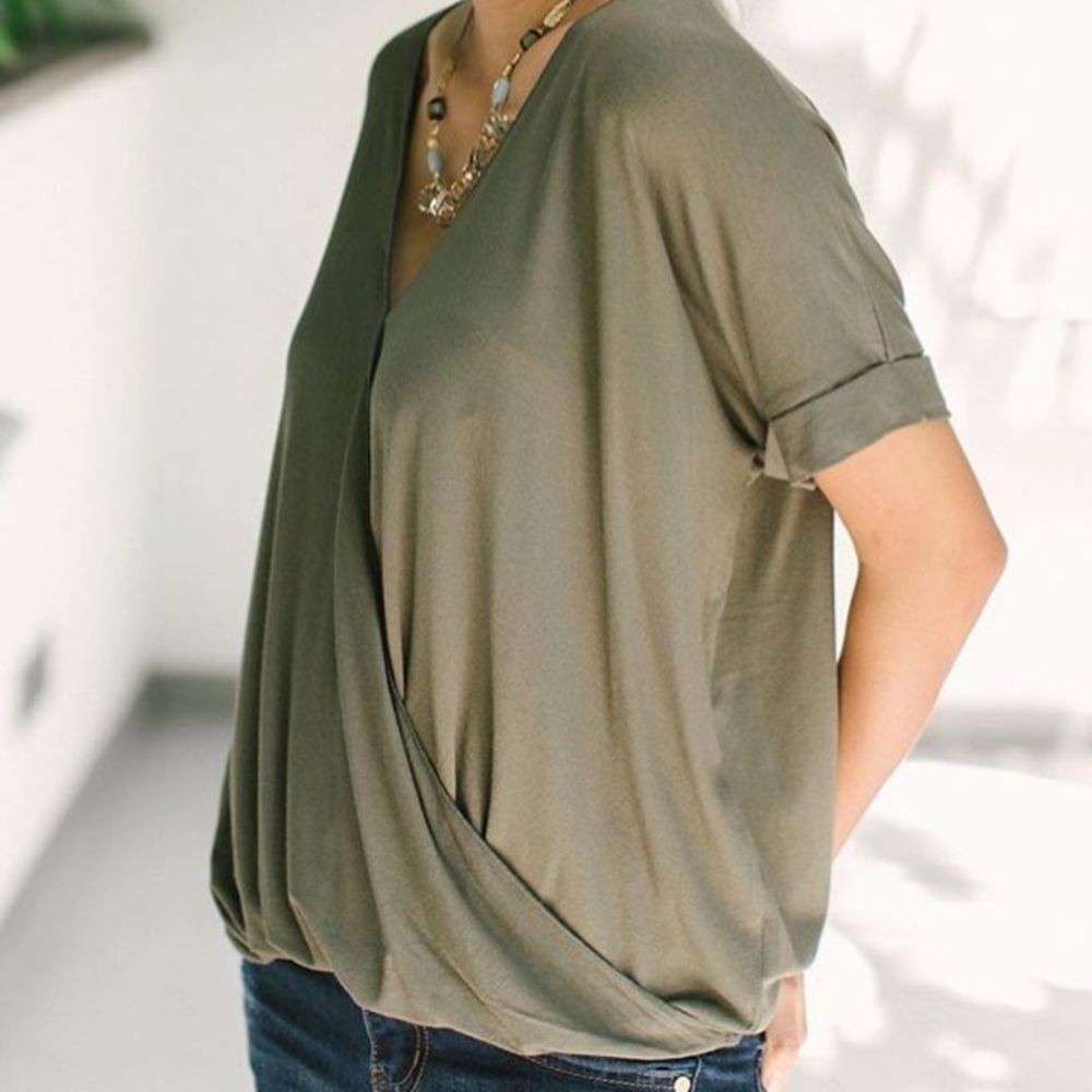 Olive Green Eden In Love Wrap Top